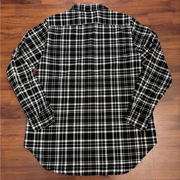 Lauren Ralph Lauren Sheer Button Up Tunic Black Plaid Oversized Top Size Medium - Picture 10 of 10